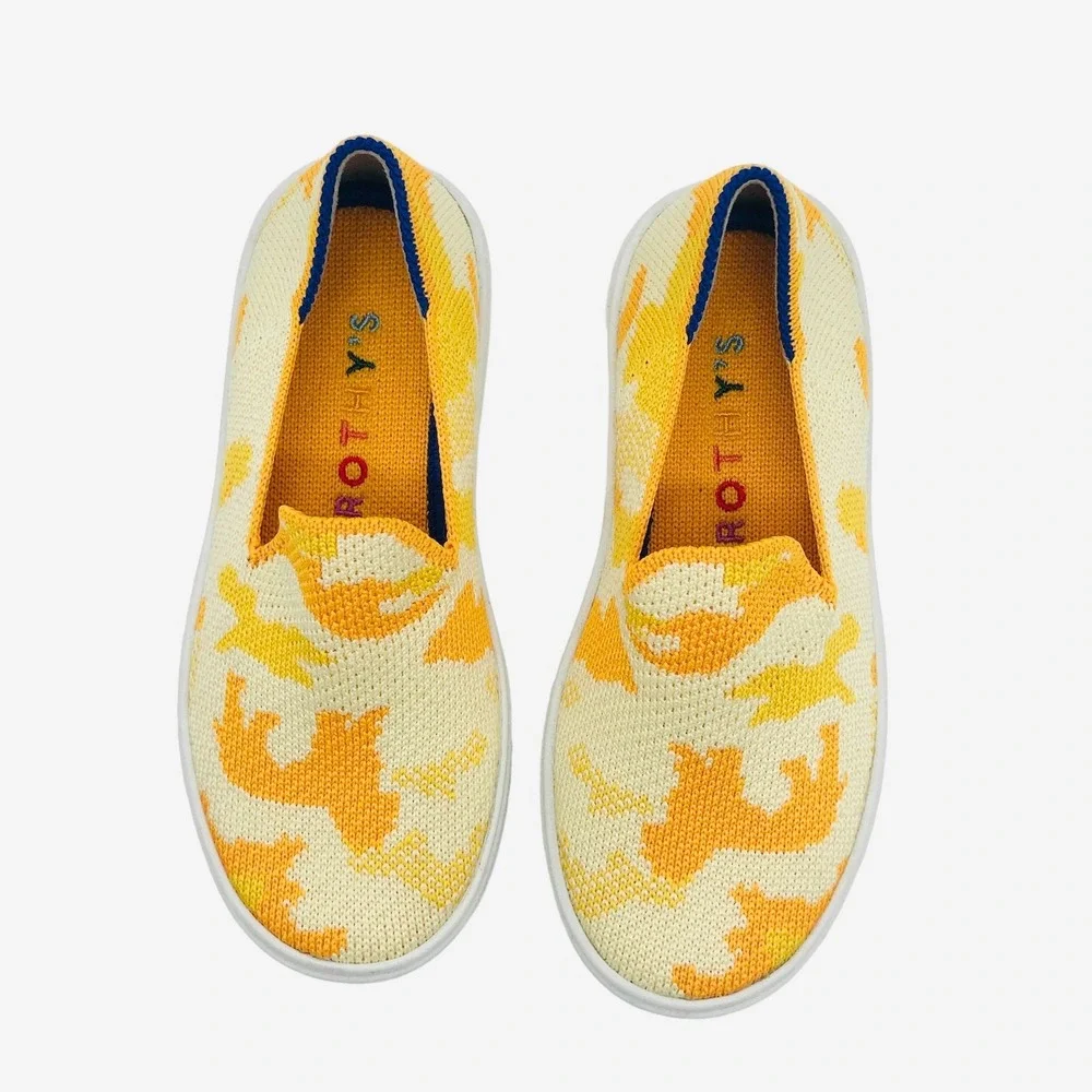 Rothy's Yellow Puppy Camo Sneaker Kids Size 10 NEW Limited Edition
